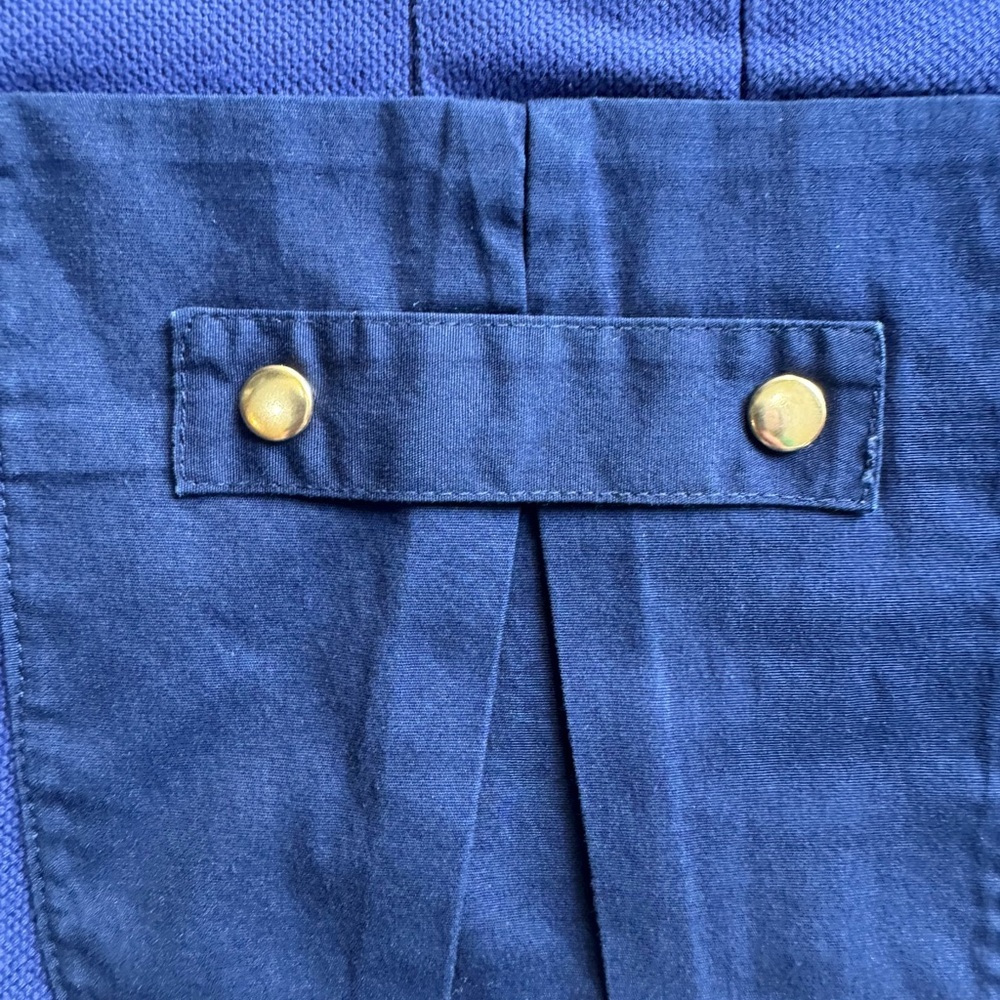 Blue Blazer Gold Button Utility Jacket Cotton Stretch Size 6 CAbi - Picture 4 of 8